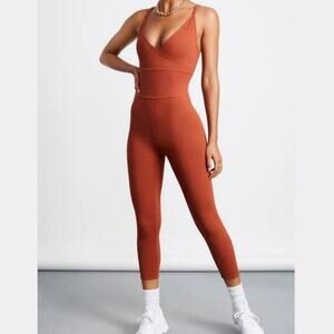 Tropic Of C Movement Shakti Orange Wrap Active One Piece Bodysuit Jumpsuit